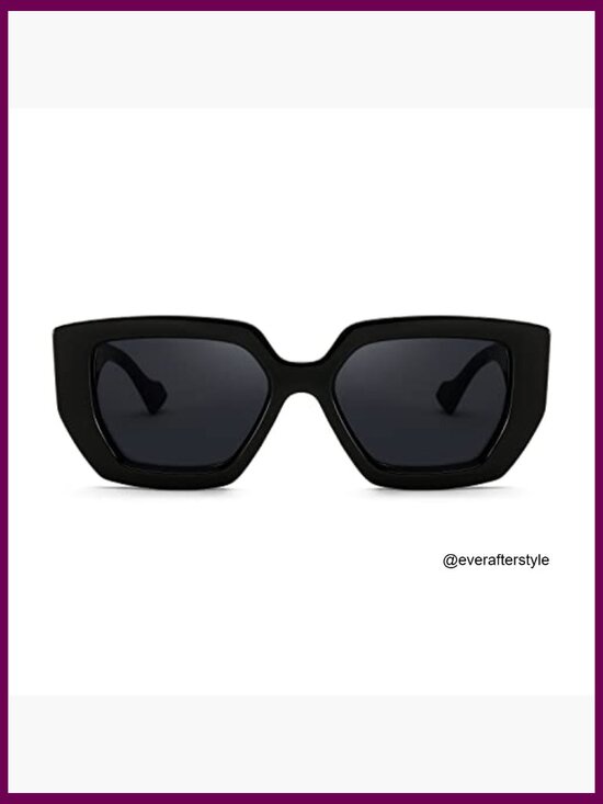 Oversized Square Sunglasses with Thick Frame, UV400 Protection